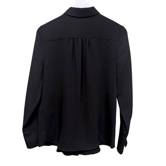 CHICO'S Black Ruffle Blouse Small (Chicos 1) Womens Top Long Sleeve Button Up - Picture 5 of 9
